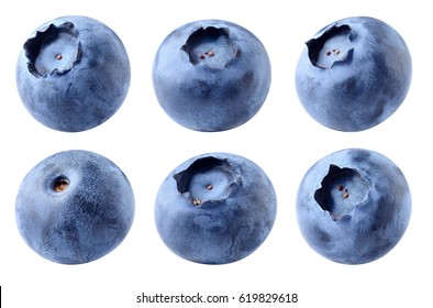 Blueberry. Fresh raw berries isolated on white background. With clipping path. Collection.