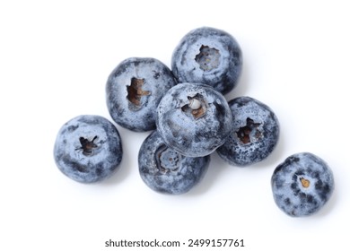 Blueberry fruit on white background, top view of blueberries fruits isolated on white background, ripe blueberry fruits - Powered by Shutterstock