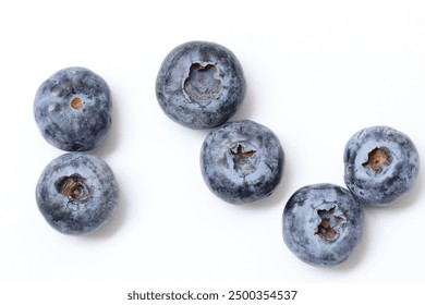 Blueberry fruit on white background, top view of blueberries fruits isolated on white background, ripe blueberry fruits - Powered by Shutterstock