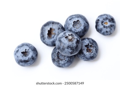 Blueberry fruit on white background, top view of blueberries fruits isolated on white background, ripe blueberry fruits - Powered by Shutterstock