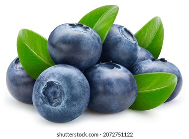 Blueberry isolated on white background. Ripe fresh blueberry Clipping Path. Blueberry with leaf - Shutterstock ID 2072751122