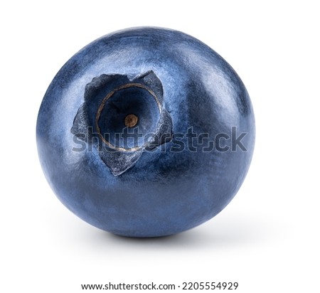 Blueberry isolated. Blueberry on white background. Blueberry with clipping path. Full depth of field. Perfect not AI blueberry, true photo.