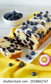 Blueberry Loaf Cake On A Table