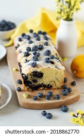 Blueberry Loaf Cake On A Table