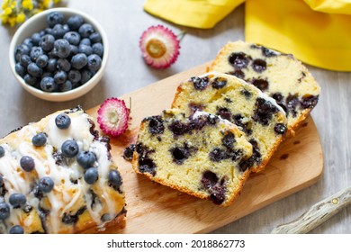 Blueberry Loaf Cake On A Table