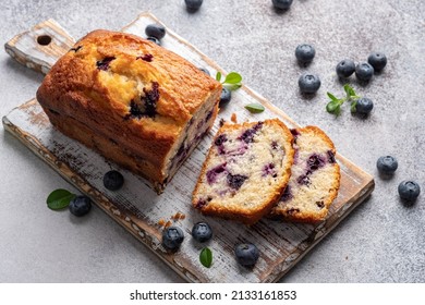 Blueberry loaf pound cake with fresh blueberries - Shutterstock ID 2133161853