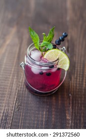 Blueberry Mojito On A Wooden Desk