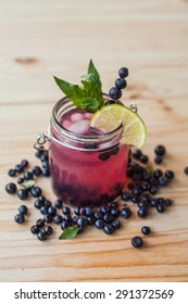 Blueberry Mojito On A Wooden Desk