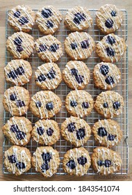 Blueberry Oatmeal Cookies With Lemon Glaze