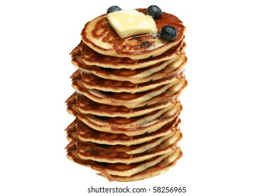 Blueberry Pancakes Isolated On White