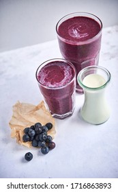 Blueberry Smothie With Fruits And Milk