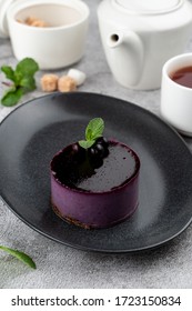 Blueberry Souffle Torte With Mirror Jelly Glaze, High Angle Mouthwatering Shot