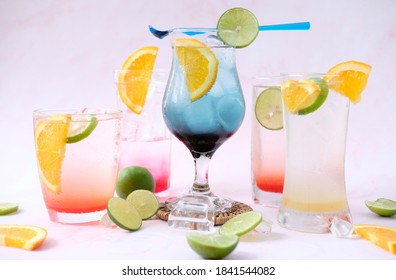 Blueberry With Sparkling Water Isolated On Table Background