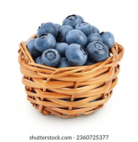 blueberry in wicker basket isolated on white background - Powered by Shutterstock