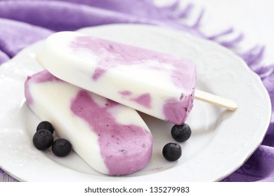 Blueberry Yogurt Ice Cream Popsicle