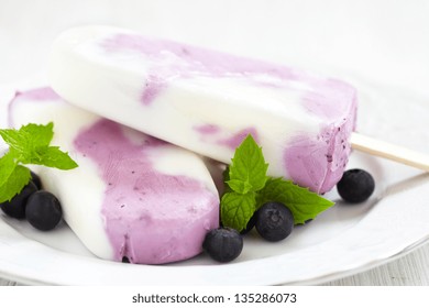 Blueberry Yogurt Ice Cream Popsicle