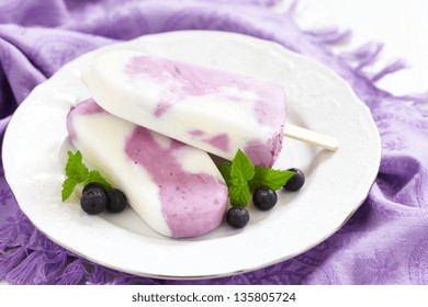 Blueberry Yogurt Ice Cream Popsicle