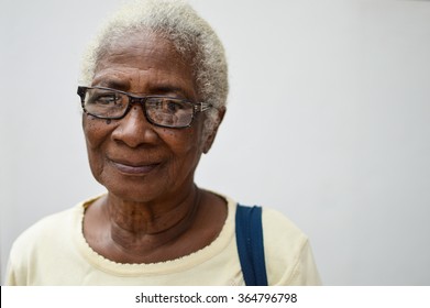 Bluefields, Nicaragua - July 15, 2015:  Beautiful elderly Creole woman poses for the camera on July 15, 2015 in Bluefields, Nicaragua