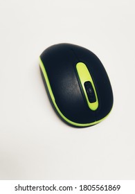Bluetooth Mouse In Black And Green On White Background