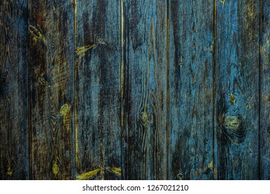 blue,Yellow, brown wooden background. 