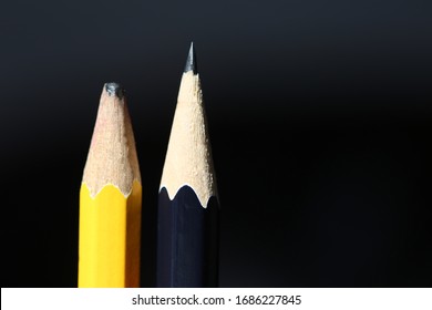 blunt yellow pencil   sharp black pencil