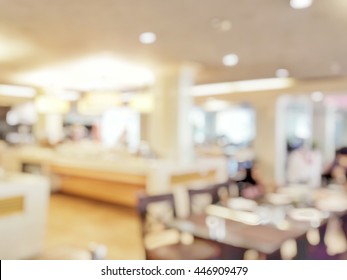 Blur abstract background breakfast buffet in hotel.Blurry view served for breakfast, self-service all you can eat buffet.