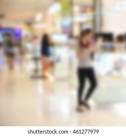 Blur Abstract Background Department Store With People Crowd Shopping Walking Around Glass Show Room : Burry Perspective View Walk Path Stairs Interior Space Large  Products Display Room