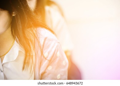 Blur abstract background of examination room with undergraduate students inside. university student in uniform sitting on row chair doing final exam in classroom. - Shutterstock ID 648943672
