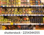 Blur abstract background. Grocery Store concept. Supermarket refrigerator with various products