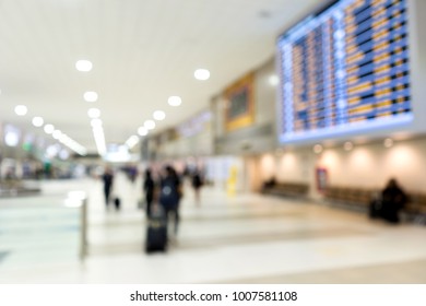 Blur Airport Hall Big Termial Interior Area For Arrival Travel Passenger