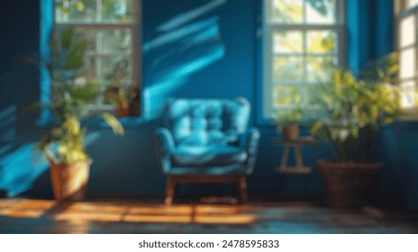 Fondo borroso sillón azul