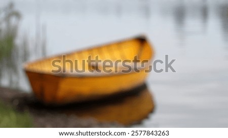 Image, Stock Photo Yellow fishing boat moored in ocean turquoise water
