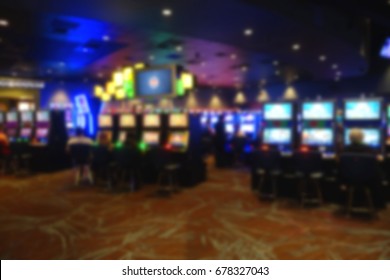  Blur Background Of Casino Floor With Slot Machines                             