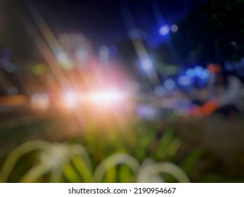 Blur Background Of City ​​streets With Sparkling Car Headlights