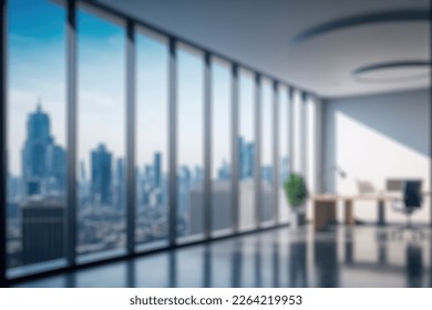 Blur background of empty modern office background in city center . Workspace interior design . Clean and bright office gallery background - Powered by Shutterstock