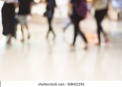 Blur Background Group Of People Walking In Hall