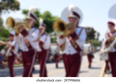 Blur Background Of Marching Band In Parade