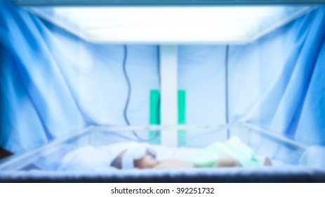 Blur Background Newborn Is Doing On Phototherapy Because Neonatal Jaundice Disease