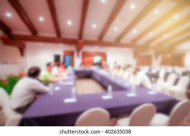 Blur Background Of Oral Presentation In Conference Hall