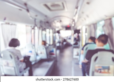 Blur Background : People In Public Transportation Bus,abstract Background.