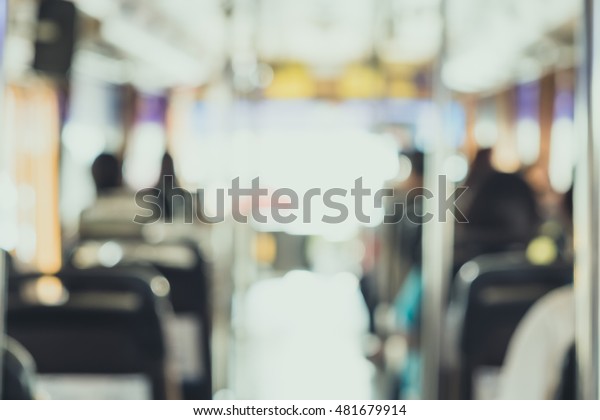 blur background : people in public\
transportation bus,abstract\
background.