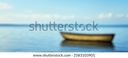 Similar – Image, Stock Photo Boat floating on calm sea near mountain under cloudy sky in Thailand