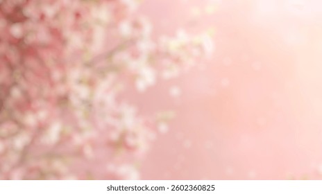 Fondo borroso de flores de cerezo rosa suave en un fondo borroso suave con luz suave y ambiente de ensueño. Imagen desenfocada para el fondo.