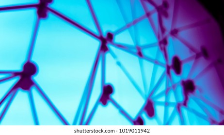 Blur background of sphere network structure. Connection abstract design.