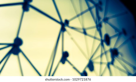 Blur background of sphere network structure. Connection abstract design.