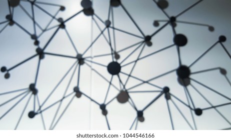 Blur background of sphere network structure. Connection abstract design.
