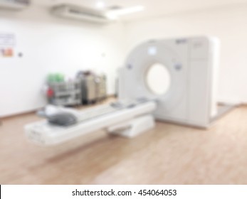 Blur Background Vacant CT Scan Laboratory Room In Hospital Radiology Department 