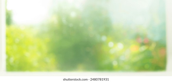 Blur big window with abstract green garden  background.glass wall wallpaper - Powered by Shutterstock