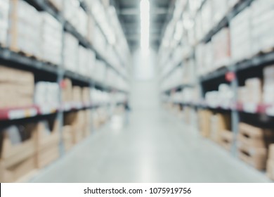 blur business warehouse store background.product in store shelf. dropshipping warehouse