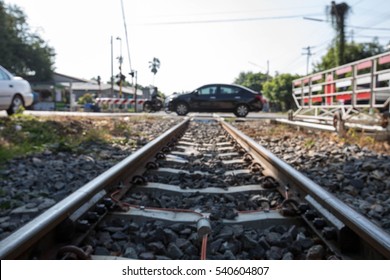 Blur The Car Was Crossing The Train Tracks